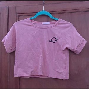 pink crop top w/ planet